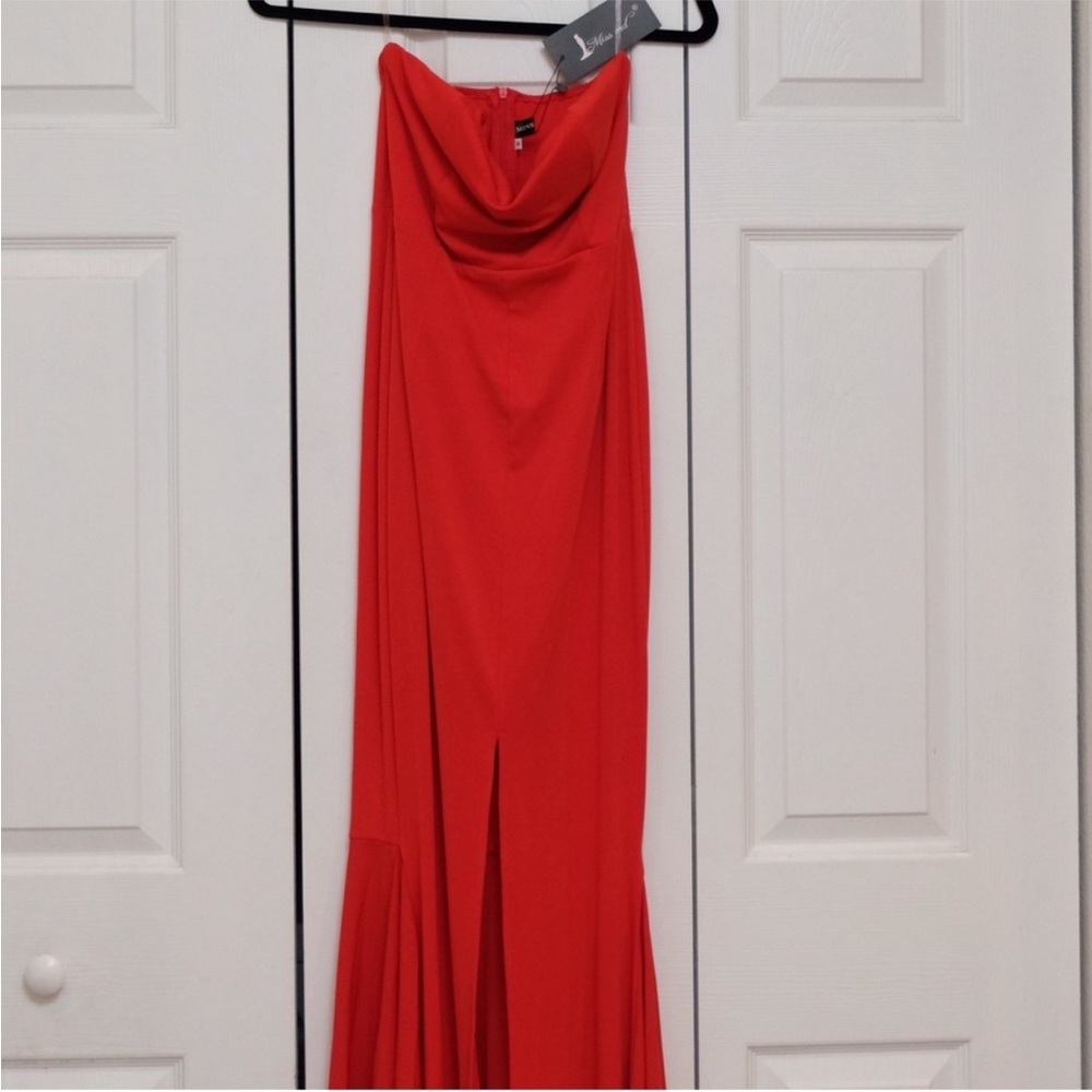 NWT RED Strapless Sweetheart Mermaid Gown | Coquette Glam Prom Size 9 - Picture 7 of 10